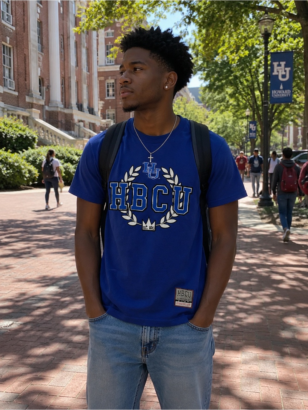 NWOT Mitchell & Ness Hampton University HBCU Graphic T-Shirt Small
